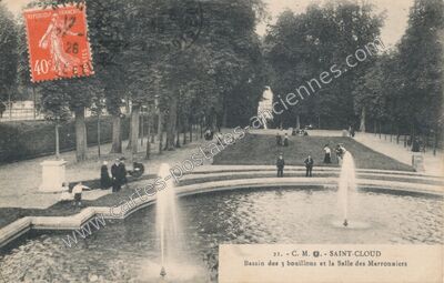 Carte postale ancienne Bassin des 3 bouillons et la Salle des Marronniers — Saint-Cloud (Hauts-de-Seine)