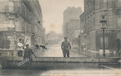 Carte postale ancienne Crue de 1910 — Clichy (Hauts-de-Seine)