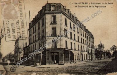 Carte postale ancienne Boulevard de la Seine et Boulevard de la République — Nanterre (Hauts-de-Seine)