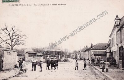 Carte postale ancienne Rue du Château et route de Bréau — Bombon (Seine-et-Marne)