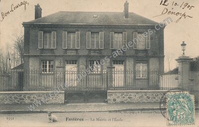 Carte postale ancienne La Mairie et l'École — Favières (Seine-et-Marne)