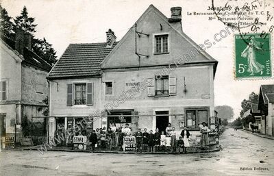 Carte postale ancienne Le Restaurant des Cyclistes et du T. C. E. Mon DÉFLEURS-PRÉVOST Cabine Téléphonique — Jossigny (Seine-et-Marne)