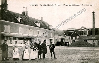 Carte postale ancienne Ferme de Villaroche - Vue Intérieure — Limoges-Fourches (Seine-et-Marne)