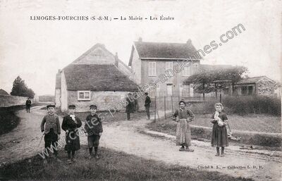 Carte postale ancienne La Mairie - Les Écoles — Limoges-Fourches (Seine-et-Marne)
