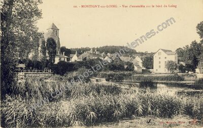 Carte postale ancienne Vue d'ensemble sur le bord du Loing — Montigny-sur-Loing (Seine-et-Marne)