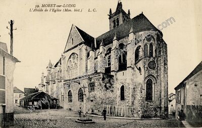 Carte postale ancienne L'Abside de l'Eglise (Mon. bist.) — Moret-sur-Loing (Seine-et-Marne)