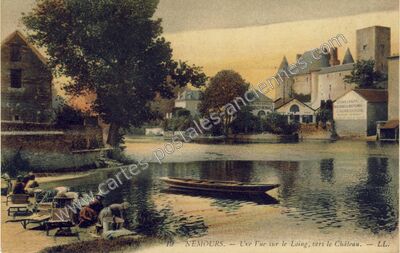 Carte postale ancienne Une Vue sur le Loing, vers le Château — Nemours (Seine-et-Marne)