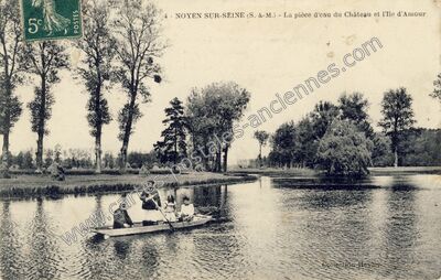 Carte postale ancienne La pièce d'eau du Château et l'Ile d'Amour — Noyen-sur-Seine (Seine-et-Marne)