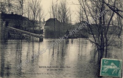 Carte postale ancienne Inondation — Noyen-sur-Seine (Seine-et-Marne)