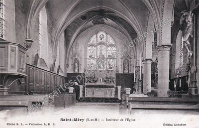 Carte postale ancienne Intérieur de l'Église — Saint-Méry (Seine-et-Marne)
