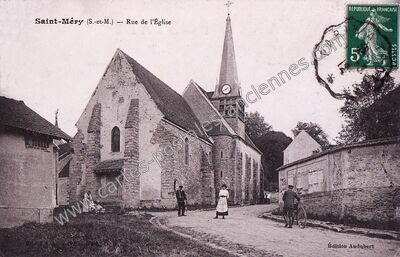 Carte postale ancienne Rue de l'Église — Saint-Méry (Seine-et-Marne)