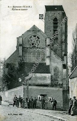 Carte postale ancienne Église et Lavoir — Servon (Seine-et-Marne)