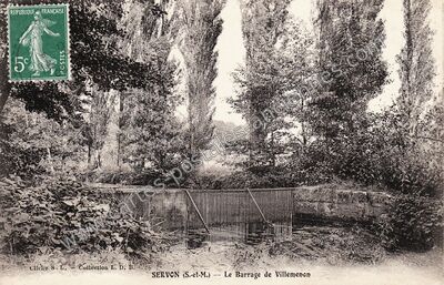 Carte postale ancienne Le Barrage de Villemenon — Servon (Seine-et-Marne)