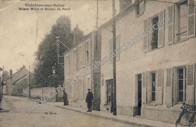 Carte postale ancienne Maison Mulot et Bureau de Poste — Vulaines-sur-Seine (Seine-et-Marne)