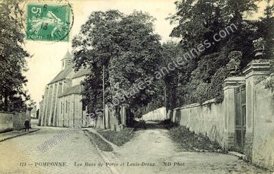 Carte postale ancienne Les Rues de Paris et Louis-Dreux — Pomponne (Seine-et-Marne)