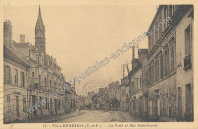 Carte postale ancienne La Poste et Rue Jean-Jaurès — Villeparisis (Seine-et-Marne)