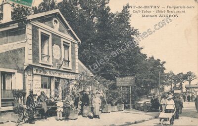 Carte postale ancienne Café-Tabac - Hôtel-Restaurant Maison AUGROS — Villeparisis (Seine-et-Marne)