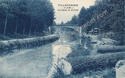 Carte postale ancienne Le Canal et le Pont — Villeparisis (Seine-et-Marne)