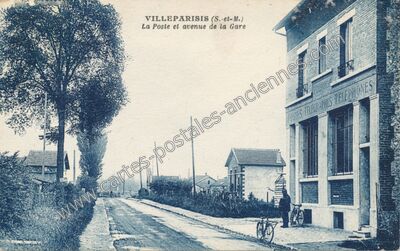 Carte postale ancienne La Poste et avenue de la Gare — Villeparisis (Seine-et-Marne)