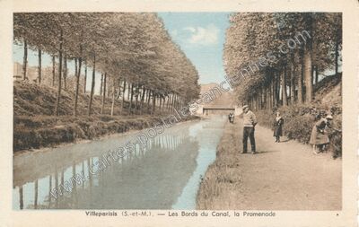 Carte postale ancienne Les Bords du Canal, la Promenade — Villeparisis (Seine-et-Marne)