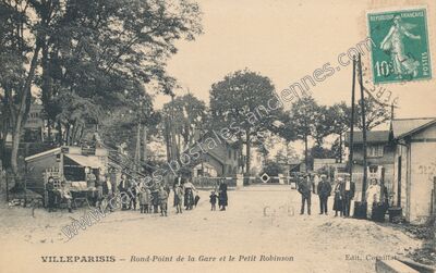 Carte postale ancienne Rond-Point de la Gare et le Petit Robinson — Villeparisis (Seine-et-Marne)