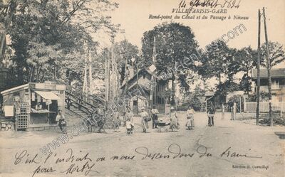 Carte postale ancienne Rond-point du Canal et du Passage à Niveau — Villeparisis (Seine-et-Marne)