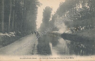 Carte postale ancienne Un Coin du Canal de l'Ourcq au Pont Mitry — Villeparisis (Seine-et-Marne)