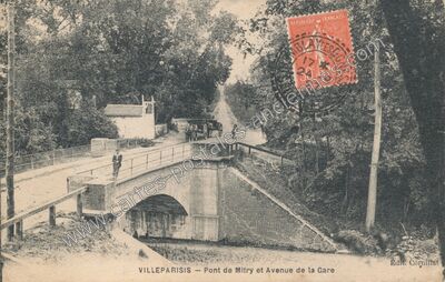 Carte postale ancienne Pont de Mitry et Avenue de la Gare — Villeparisis (Seine-et-Marne)