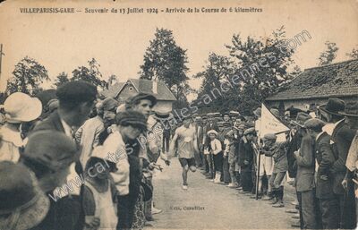 Carte postale ancienne Arrivée de la Course de 6 kilomètres — Villeparisis (Seine-et-Marne)