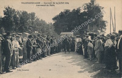 Carte postale ancienne Souvenir du 14 Juillet 1924 Lancement du Poids — Villeparisis (Seine-et-Marne)
