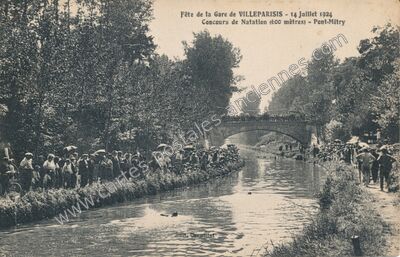 Carte postale ancienne Fête de la Gare - Concours de Natation (600 mètres) — Villeparisis (Seine-et-Marne)