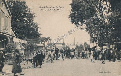 Carte postale ancienne Rond-Point de la Gare — Villeparisis (Seine-et-Marne)