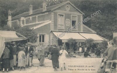 Carte postale ancienne Tabac et Marché de la Gare — Villeparisis (Seine-et-Marne)