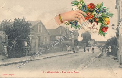 Carte postale ancienne Rue de la Gare — Villeparisis (Seine-et-Marne)