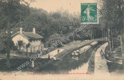 Carte postale ancienne Promenade en amont du Pont de Mitry — Villeparisis (Seine-et-Marne)