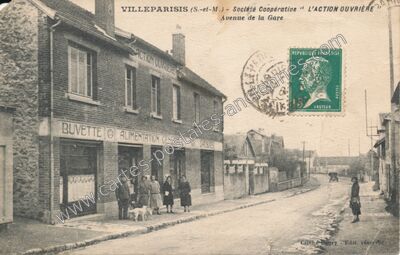 Carte postale ancienne Société Coopérative " L'ACTION OUVRIÈRE " Avenue de la Gare — Villeparisis (Seine-et-Marne)