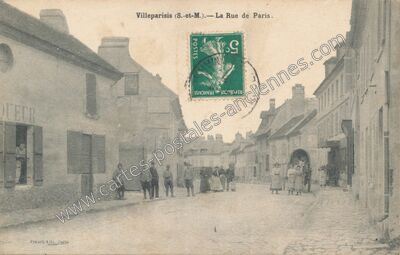 Carte postale ancienne La Rue de Paris — Villeparisis (Seine-et-Marne)