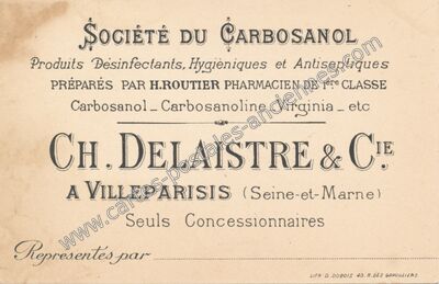 Carte postale ancienne SOCIÉTÉ DU CARbOSANOL - Produits Désinfectants, Hygièniques et Antiseptiques — Villeparisis (Seine-et-Marne)