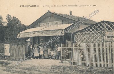 Carte postale ancienne Avenue de la Gare Café-Restaurant Maison BOUGON — Villeparisis (Seine-et-Marne)