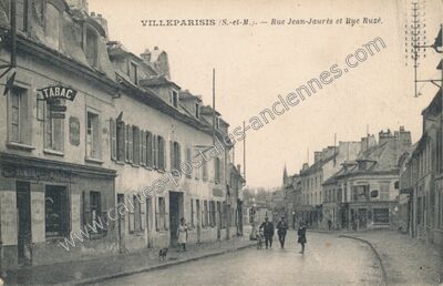Carte postale ancienne Rue Jean-Jaurès et Rue Ruzé — Villeparisis (Seine-et-Marne)