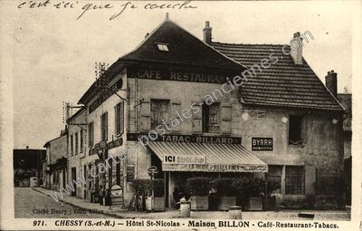 Carte postale ancienne Hôtel St-Nicolas - Maison BILLON - Café-Restaurant-Tabacs — Chessy (Seine-et-Marne)
