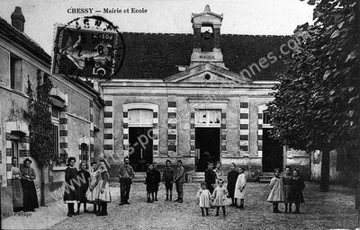 Carte postale ancienne Mairie et Ecole — Chessy (Seine-et-Marne)