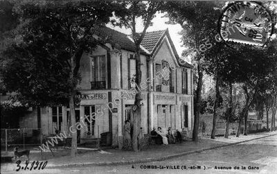 Carte postale ancienne Hôtel, Départ, Restaurant, Billard, Café, Rans Siere — Combs-la-Ville (Seine-et-Marne)