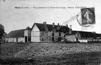 Carte postale ancienne Vue extérieure de la Ferme de La Loge - Maison COUESNON — Doue (Seine-et-Marne)