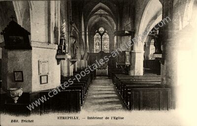 Carte postale ancienne Intérieur de l'Eglise — Étrépilly (Seine-et-Marne)