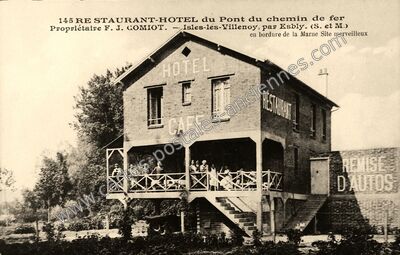 Carte postale ancienne RESTAURANT-HOTEL du Pont du chemin de fer en bordure de la Marne Site merveilleux — Isles-lès-Villenoy (Seine-et-Marne)