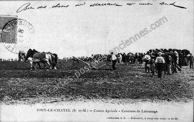 Carte postale ancienne Comice Agricole - Concours de Labourage — Jouy-le-Châtel (Seine-et-Marne)
