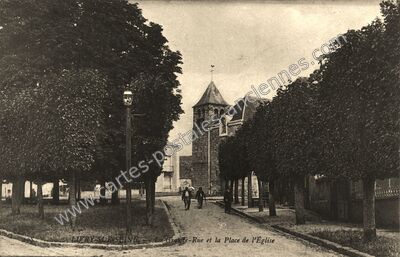Carte postale ancienne La Grande-Rue et la Place de l'Église — Livry-sur-Seine (Seine-et-Marne)