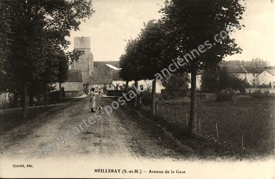 Carte postale ancienne Avenue de la Gare — Meilleray (Seine-et-Marne)