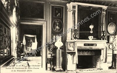 Carte postale ancienne Le Château, Salon de l'entrevue de Jules Favre et de Bismarck (1870) — Montry (Seine-et-Marne)